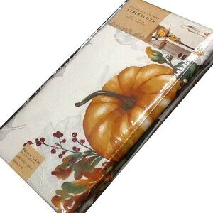 new Autumn Medley Pumpkin Damask 60" x 104" Thanksgiving Tablecloth (seats 8-10)